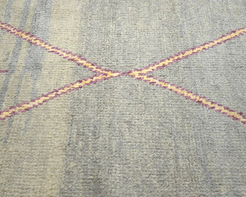 10 Feet Moroccan Gray Hand Woven Wool Runner Rug